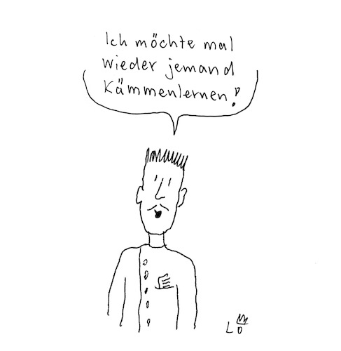 Cartoon: Lockdown (medium) by Lo Graf von Blickensdorf tagged friseur,termin,kamm,kämmen,frisör,lockdown,friseursalon,geschlossen,frisur,sehnsucht,friseur,termin,kamm,kämmen,frisör,lockdown,friseursalon,geschlossen,frisur,sehnsucht