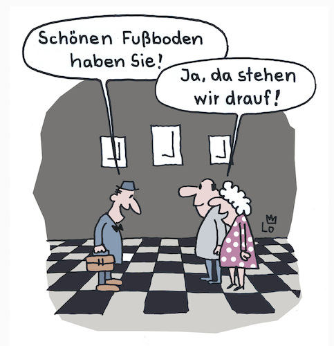 Cartoon: Neuer Fußboden (medium) by Lo Graf von Blickensdorf tagged fußboden,auslegeware,besuch,mann,frau,beziehung,fetisch,wohnung,zuhause,wortspiel,cartoon,karikatur,lo,lob,stehen,drauf,fußboden,auslegeware,besuch,mann,frau,beziehung,fetisch,wohnung,zuhause,wortspiel,cartoon,karikatur,lo,lob,stehen,drauf