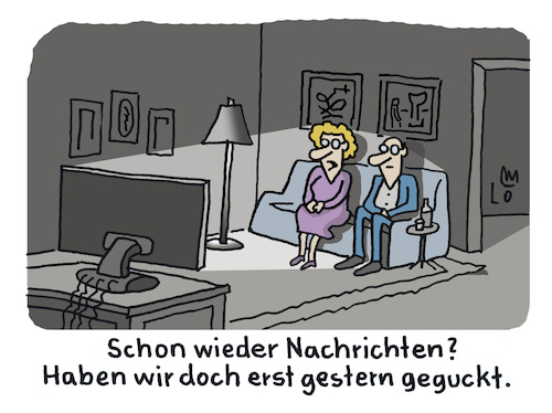 Cartoon: News (medium) by Lo Graf von Blickensdorf tagged nachrichten,tagesschau,news,bbc,fernseher,tv,ehepaar,pärchen,mann,frau,wohnzimmer,krieg,politik,fernsehsender,langweilig,cartoon,lo,graf,karikatur,satire,sofa,abendunterhaltung,nachrichten,tagesschau,news,bbc,fernseher,tv,ehepaar,pärchen,mann,frau,wohnzimmer,krieg,politik,fernsehsender,langweilig,cartoon,lo,graf,karikatur,satire,sofa,abendunterhaltung