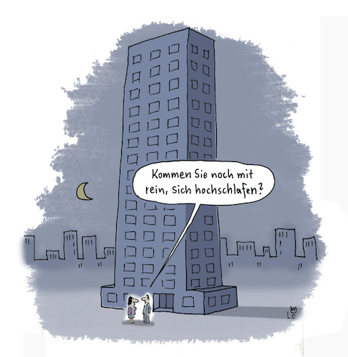 Cartoon: One-Night-Stand (medium) by Lo Graf von Blickensdorf tagged hochhaus,mann,frau,onenightstand,nachts,nachhause,liebe,beziehung,pärchen,paar,hochhaus,mann,frau,onenightstand,nachts,nachhause,liebe,sex,beziehung,pärchen,paar