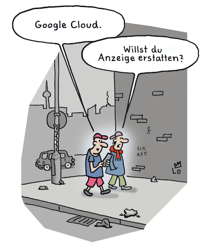 Cartoon: Schlimmer Verdacht (medium) by Lo Graf von Blickensdorf tagged google,cloud,anzeige,polizei,klauen,wortspiel,stehlen,verdächtig,karikatur,lo,graf,cartoon,internet,suchmaschine,computing,datenspeicher,google,cloud,anzeige,polizei,klauen,wortspiel,stehlen,verdächtig,karikatur,lo,graf,cartoon,internet,suchmaschine,computing,datenspeicher