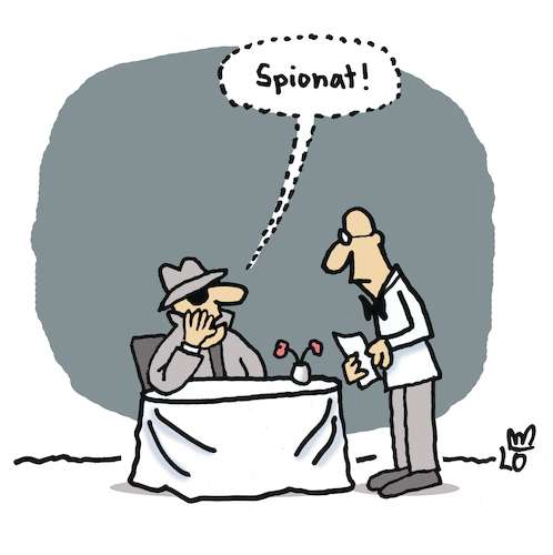 Cartoon: Spionage (medium) by Lo Graf von Blickensdorf tagged james,bond,spion,ernährung,spinat,spionage,wortspiel,mad,bka,bundeswehr,agent,karikatur,lo,graf,cartoon,geheimagent,spionieren,kalter,krieg,militär,james,bond,spion,ernährung,spinat,spionage,wortspiel,mad,bka,bundeswehr,agent,karikatur,lo,graf,cartoon,geheimagent,spionieren,kalter,krieg,militär