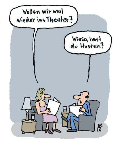 Cartoon: Theaterbesuch (medium) by Lo Graf von Blickensdorf tagged husten,erhältung,kultur,oper,theater,theaterbesuch,ehepaar,beziehung,zu,hause,karikatur,lo,graf,cartoon,wohnzimmer,zeitung,lesen,operette,klaverkonzert,klassik,mann,frau,paar,husten,erhältung,kultur,oper,theater,theaterbesuch,ehepaar,beziehung,zu,hause,karikatur,lo,graf,cartoon,wohnzimmer,zeitung,lesen,operette,klaverkonzert,klassik,mann,frau,paar