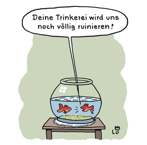 Cartoon: Trunksucht (medium) by Lo Graf von Blickensdorf tagged fische,aquarium,trinken,sucht,alkoholsucht,saufen,süchtig,wasser,alkohol,karikatur,lo,cartoon,zierfische,goldfische,fische,aquarium,trinken,sucht,alkoholsucht,saufen,süchtig,wasser,alkohol,karikatur,lo,cartoon,zierfische,goldfische