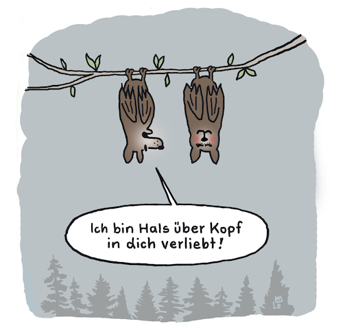 Cartoon: Verliebt (medium) by Lo Graf von Blickensdorf tagged fledermaus,fledermäuse,verliebt,liebe,hängen,hals,über,kopf,ast,mann,frau,beziehung,liebespaar,pärchen,flirt,date,fledermaus,fledermäuse,verliebt,liebe,hängen,hals,über,kopf,ast,mann,frau,beziehung,liebespaar,pärchen,flirt,date