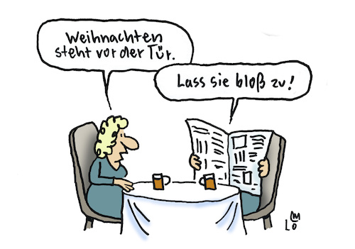 Cartoon: Weihnachten vor der Tür (medium) by Lo Graf von Blickensdorf tagged advent,kurz,vor,weihnachten,der,tür,ehepaar,mann,frau,tisch,weihnachtshasser,weihnachtsangst,ehemann,ehefrau,karikatur,lo,graf,cartoon,zeitung,tageszeitung,lesen,weihnachtsmuffel,advent,kurz,vor,weihnachten,der,tür,ehepaar,mann,frau,tisch,weihnachtshasser,weihnachtsangst,ehemann,ehefrau,karikatur,lo,graf,cartoon,zeitung,tageszeitung,lesen,weihnachtsmuffel