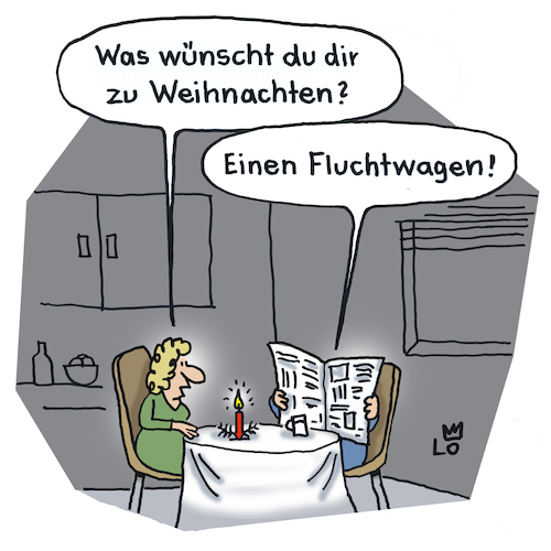 Cartoon: Weihnachtswunsch (medium) by Lo Graf von Blickensdorf tagged advent,geschenke,weihnachten,mann,frau,ehe,ehefrau,ehemann,zeitung,fluchtwagen,weihnachtshasser,kerze,weihnachtswunsch,nikolaus,weihnachtsmann,karikatur,lo,cartoon,wunsch,flucht,beziehung,küche,tisch,zu,hause,advent,geschenke,weihnachten,mann,frau,ehe,ehefrau,ehemann,zeitung,fluchtwagen,weihnachtshasser,kerze,weihnachtswunsch,nikolaus,weihnachtsmann,karikatur,lo,cartoon,wunsch,flucht,beziehung,küche,tisch,zu,hause