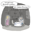 Cartoon: Blumen (small) by Lo Graf von Blickensdorf tagged blumen,ehemann,ehefrau,zuhause,küche,zeitung,lesen,ignoranz,cartoon,lo,ehe,alltag,männer