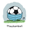 Cartoon: Maskenpflicht (small) by Lo Graf von Blickensdorf tagged maske,schutzmaske,gesichtsmaske,grippeschutzmaske,quarantäne,dfb,fußballbund,ball,bundesliga,fußball,karikatur,lo,cartoon,stadion,tor,elfmeter,rasen,covid19,ballsport,wortspiel,corona,virus