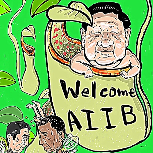 Cartoon: AIIB (medium) by takeshioekaki tagged aiib