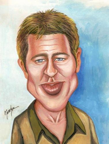 Cartoon: Brad Pitt (medium) by menekse cam tagged brad,pitt,actor,portrait