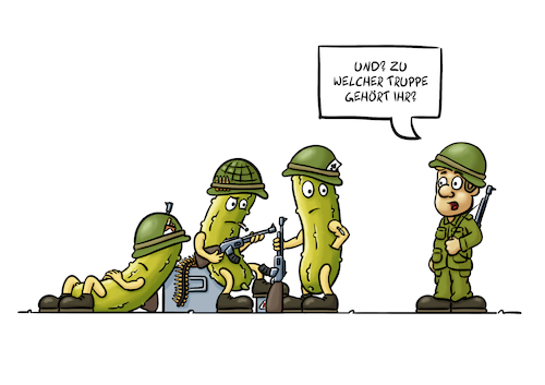 Cartoon: Gurkentruppe (medium) by Sven Raschke tagged bundeswehr,ursula,von,der,leihen,armee,soldat,krieg,waffen,bundeswehr,ursula,von,der,leihen,armee,soldat,krieg,waffen