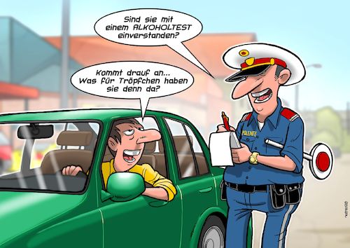 Cartoon: Alkotest (medium) by Chris Berger tagged alkohol,polizei,führerscheinentzug,alkolenker,weinprobe,schnapsprobe,cop,bulle,alkohol,polizei,führerscheinentzug,alkolenker,weinprobe,schnapsprobe,cop,bulle