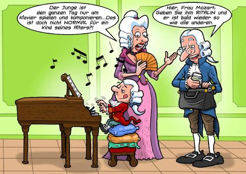 Cartoon: Amadeus (medium) by Chris Berger tagged mozart,adhs,ritalin,aufmerksamkeitsdefizit,schwarze,medizin,doktor,amadeus,jugend,mozart,adhs,ritalin,aufmerksamkeitsdefizit,schwarze,medizin,doktor,amadeus,jugend