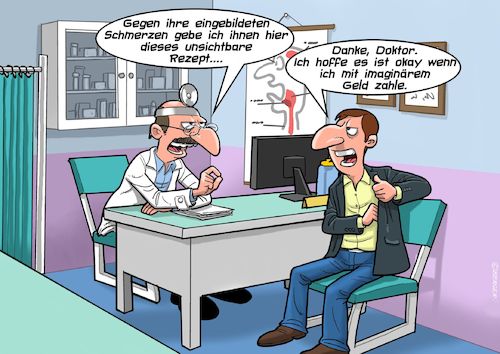 Cartoon: Beim Homöopathen (medium) by Chris Berger tagged eingebildet,arzt,unsichtbar,homöopathisch,eingebildet,arzt,unsichtbar,homöopathisch