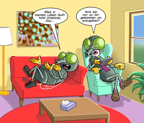 Cartoon: Beim Psychiater (medium) by Chris Berger tagged psychologe,psychiater,fliege,scheisse,therapie,psychologe,psychiater,fliege,scheisse,therapie