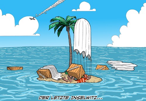 Cartoon: Der letzte Inselwitz (medium) by Chris Berger tagged insel,schiffbrüchiger,inselwitz,erschlagen,care,paket,flugzeug,abwurf,tod,insel,schiffbrüchiger,inselwitz,erschlagen,care,paket,flugzeug,abwurf,tod