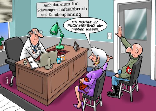 Cartoon: Erweiterte Fristenlösung (medium) by Chris Berger tagged abtreibung,fristenlosung,rückwirkender,schwangerschaftsabbruch,abtreibung,fristenlosung,rückwirkender,schwangerschaftsabbruch