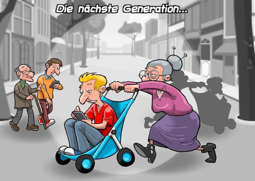 Cartoon: Handy Generation (medium) by Chris Berger tagged cellphone,handy,smartphone,sucht,alte,pensionisten,unselbständig,aufmerksamkeit,aufmerksamkeitsdefizit,cellphone,handy,smartphone,sucht,alte,pensionisten,unselbständig,aufmerksamkeit,aufmerksamkeitsdefizit