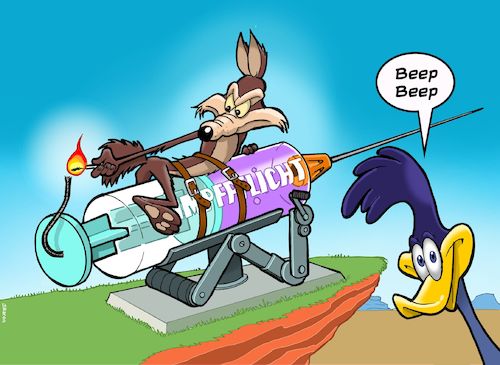 Cartoon: Impfpflicht (medium) by Chris Berger tagged impfen,corona,covid,pandemie,impfpflicht,impfgegner,will,coyote,roadrunner,impfen,corona,covid,pandemie,impfpflicht,impfgegner,will,coyote,roadrunner