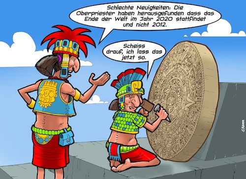 Cartoon: Irrtum (medium) by Chris Berger tagged weltuntergang,covid,corona,pandemie,maya,kalender,2012,2020,weltuntergang,covid,corona,pandemie,maya,kalender,2012,2020