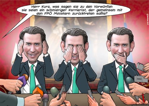 Cartoon: Lästige Fragen (medium) by Chris Berger tagged kurz,rücktritt,bundeskanzler,regierung,neu,österreich,ibizagate,övp,fpö,kurz,rücktritt,bundeskanzler,regierung,neu,österreich,ibizagate,övp,fpö