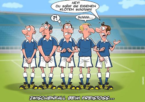 Cartoon: Mauer (medium) by Chris Berger tagged freistoss,em,fussball,mauer,hoden,klöten,eier,schutz,freistoss,em,fussball,mauer,hoden,klöten,eier,schutz