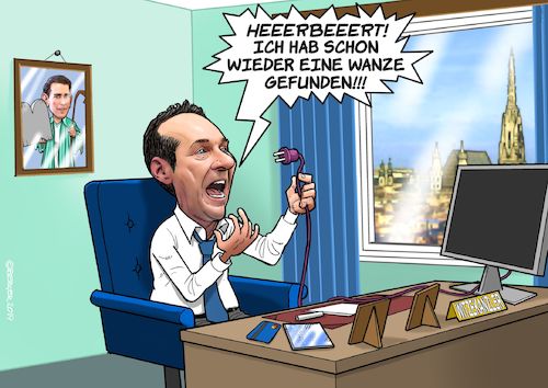 Cartoon: Paranoia (medium) by Chris Berger tagged überwachung,strache,kickl,fpö,ibizagate,ibiza,video,regierungskrise,überwachung,strache,kickl,fpö,ibizagate,ibiza,video,regierungskrise