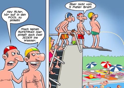 Cartoon: Pisser (medium) by Chris Berger tagged freibad,urinieren,urin,pisser,pissen,sprungturm,freibad,urinieren,urin,pisser,pissen,sprungturm