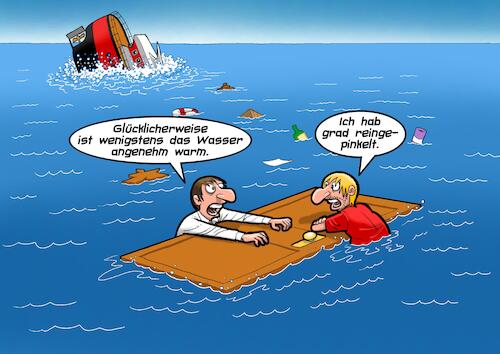 Cartoon: Schiffbrüchig (medium) by Chris Berger tagged schiff,seenot,untergang,schiffbrüchige,wasser,meer,schiff,seenot,untergang,schiffbrüchige,wasser,meer