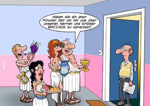 Cartoon: Sekten boomen (medium) by Chris Berger tagged bacchus,sekten,religion,bacchanten,bacchus,sekten,religion,bacchanten