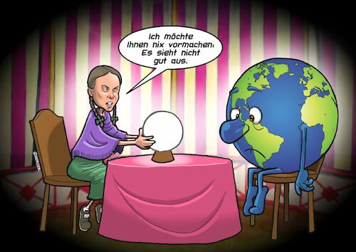 Cartoon: Wahrsagerin (medium) by Chris Berger tagged wahrsagen,fortune,teller,greta,thunberg,umweltverschmutzung,klima,treibhauseffekt,fridays,for,future,klimaaktivisten,wahrsagen,fortune,teller,greta,thunberg,umweltverschmutzung,klima,treibhauseffekt,fridays,for,future,klimaaktivisten