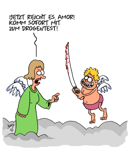 Cartoon: Amor (medium) by Karsten Schley tagged amor,liebe,beziehungen,männer,frauen,mythen,legenden,medien,gesellschaft,amor,liebe,beziehungen,männer,frauen,mythen,legenden,medien,gesellschaft