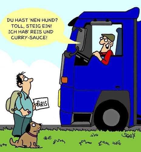 Cartoon: Anhalter (medium) by Karsten Schley tagged transport,verkehr,lkw,urlaub,speditionen,fernverkehr,trucker,ernährung,tiere,reisen,transport,verkehr,lkw,speditionen,fernverkehr,ernährung