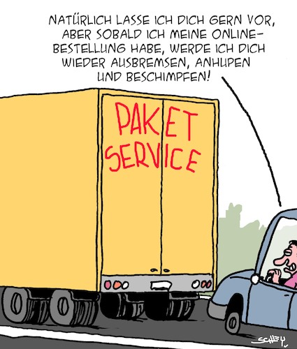 Cartoon: Ausbremsen! (medium) by Karsten Schley tagged lkw,pkw,fahrermangel,egoismus,rücksicht,strassenverkehr,transport,onlinebestellungen,paketlieferdienste,wirtschaft,business,gesellschaft,politik,lkw,pkw,fahrermangel,egoismus,rücksicht,strassenverkehr,transport,onlinebestellungen,paketlieferdienste,wirtschaft,business,gesellschaft,politik