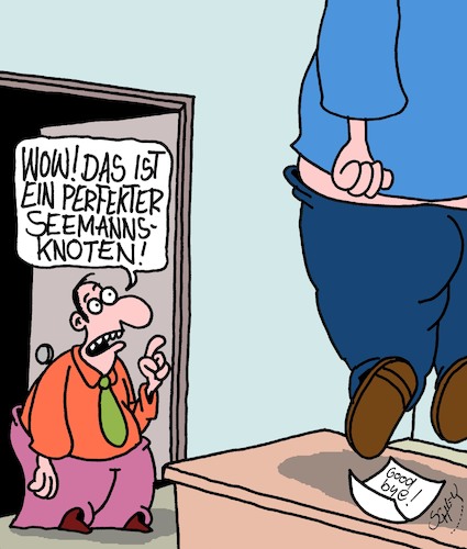 Cartoon: Beeindruckend!! (medium) by Karsten Schley tagged seefahrt,büro,arbeit,arbeitgeber,arbeitnehmer,können,knoten,seemannsknoten,industrie,tod,seefahrt,büro,arbeit,arbeitgeber,arbeitnehmer,können,knoten,seemannsknoten,industrie,tod