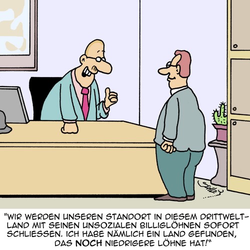 Cartoon: Billig-Löhne (medium) by Karsten Schley tagged wirtschaft,business,jobs,arbeit,arbeitgeber,arbeitnehmer,gehälter,löhne,niedriglöhne,dritte,welt,soziales,industrie,lohndumping,wirtschaft,business,jobs,arbeit,arbeitgeber,arbeitnehmer,gehälter,löhne,niedriglöhne,dritte,welt,soziales,industrie,lohndumping