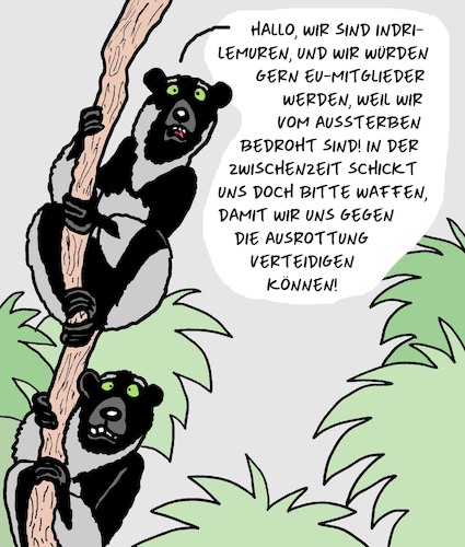 Cartoon: Bitte helft uns! (medium) by Karsten Schley tagged politik,waffen,ausrottung,solidarität,eu,unterstützung,gesellschaft,natur,tiere,politik,waffen,ausrottung,solidarität,eu,unterstützung,gesellschaft,natur,tiere