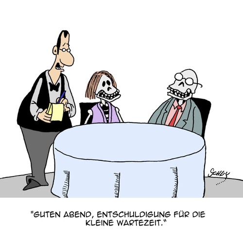 Cartoon: Bitte warten... (medium) by Karsten Schley tagged restaurants,gastronomie,service,warten,geduld,wartezeit,freizeit,restaurants,gastronomie,service,warten,geduld,wartezeit,freizeit