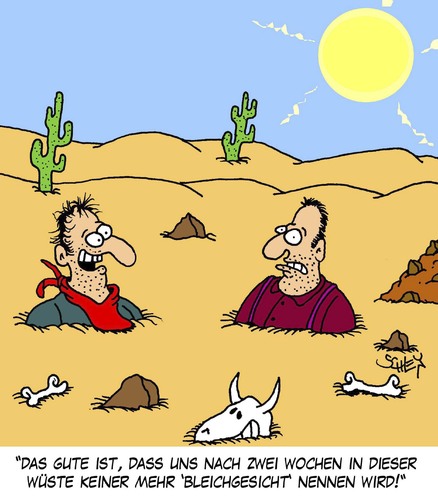 Cartoon: Bleichgesichter (medium) by Karsten Schley tagged western,usa,indianer,cowboys,wüsten,geschichte,klima,hitze,wildwest,filme,kultur,western,usa,indianer,cowboys,wüsten,geschichte,klima,hitze,wildwest,filme,kultur