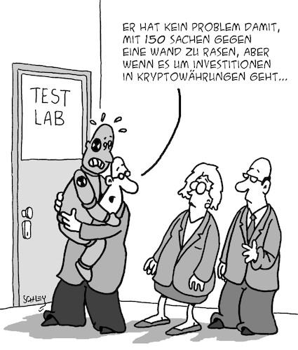 Cartoon: Crash Test (medium) by Karsten Schley tagged crashtests,kryptowährungen,wirtschaft,investitionen,business,finanzen,risiken,spekulation,wissenschaft,gesellschaft,crashtests,kryptowährungen,wirtschaft,investitionen,business,finanzen,risiken,spekulation,wissenschaft,gesellschaft