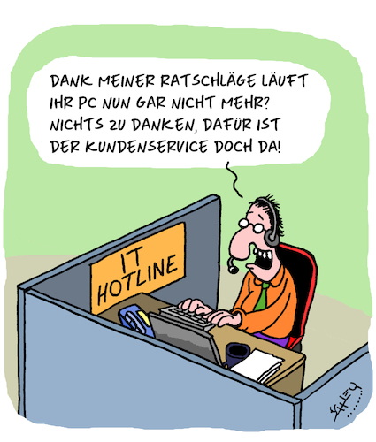 Cartoon: Danke Kundenservice (medium) by Karsten Schley tagged it,kundenservice,hotlines,callcenter,agenten,computer,technik,kunden,business,wirtschaft,support,experten,informatik,jobs,arbeit,it,kundenservice,hotlines,callcenter,agenten,computer,technik,kunden,business,wirtschaft,support,experten,informatik,jobs,arbeit