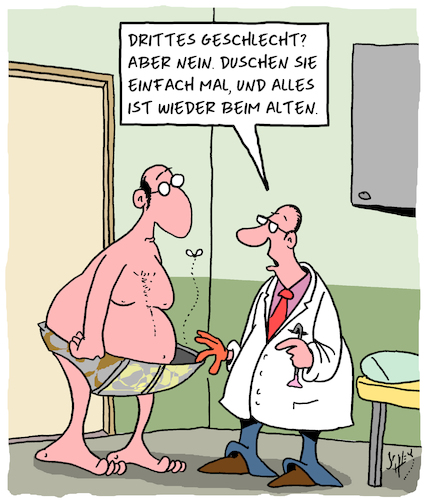 Cartoon: Das Dritte Geschlecht (medium) by Karsten Schley tagged bundesverfassungsgericht,geschlechter,politik,männer,frauen,queer,gesellschaft,gesetze,soziales,medizin,deutschland,bundesverfassungsgericht,geschlechter,politik,männer,frauen,queer,gesellschaft,gesetze,soziales,medizin,deutschland