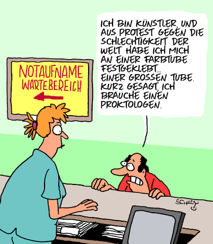 Cartoon: Das ist ein Notfall!! (medium) by Karsten Schley tagged krankenhäuser,gesundheit,kunst,künstler,ärzte,patienten,protest,politik,gesellschaft,krankenhäuser,gesundheit,kunst,künstler,ärzte,patienten,protest,politik,gesellschaft