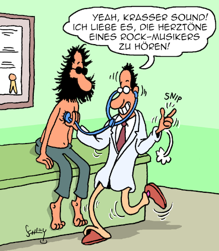 Cartoon: Das rockt! (medium) by Karsten Schley tagged patienten,ärzte,gesundheit,rockmusik,musiker,medien,kultur,patienten,ärzte,gesundheit,rockmusik,musiker,medien,kultur