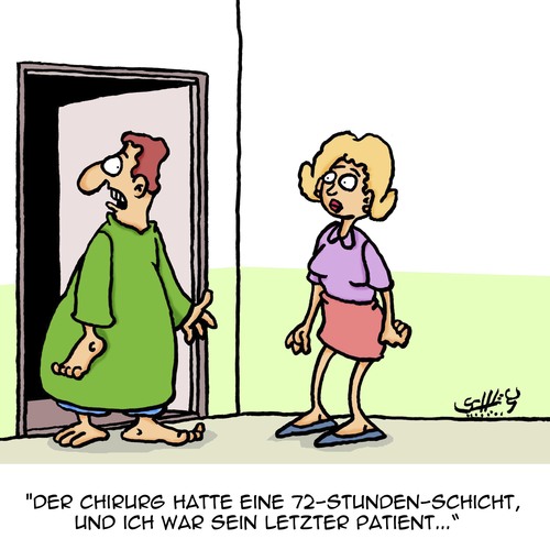 Cartoon: Der Allerletzte... (medium) by Karsten Schley tagged ärzte,arbeitszeit,überstunden,gesundheit,patienten,ärztefehler,arbeitsbelastung,krankenhäuser,gesundheitsversorgung,ärzte,arbeitszeit,überstunden,gesundheit,patienten,ärztefehler,arbeitsbelastung,krankenhäuser,gesundheitsversorgung