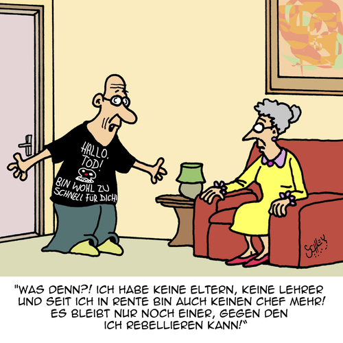 Cartoon: Der Rebell (medium) by Karsten Schley tagged alter,renter,pension,familie,ehe,rebellion,leben,tod,meinung,querulanten,opposition,lehrer,chefs,alter,renter,pension,familie,ehe,rebellion,leben,tod,meinung,querulanten,opposition,lehrer,chefs