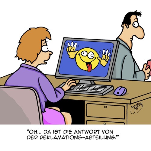 Cartoon: Die Antwort... (medium) by Karsten Schley tagged wirtschaft,business,kunden,kundenservice,reklamationen,kundenzufriedenheit,kommunikation,computer,technologie,shopping,internet,wirtschaft,business,kunden,kundenservice,reklamationen,kundenzufriedenheit,kommunikation,computer,technologie,shopping,internet