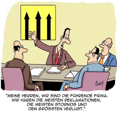 Cartoon: DIE führende Firma!! (medium) by Karsten Schley tagged business,wirtschaft,umsatz,geld,verkaufen,verkäufer,kunden,reklamationen,verluste,gewinne,märkte,marktführer,business,wirtschaft,umsatz,geld,verkaufen,verkäufer,kunden,reklamationen,verluste,gewinne,märkte,marktführer