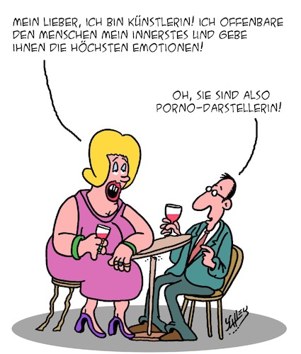 Cartoon: Die große Künstlerin (medium) by Karsten Schley tagged kunst,künstler,gefühle,emotionen,männer,frauen,dating,bars,restaurants,fime,kunst,künstler,gefühle,emotionen,männer,frauen,dating,bars,restaurants,fime